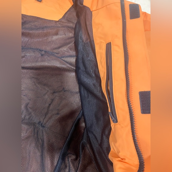 Lands' End Men’s Waterproof Hooded Rain Jacket Shell - Orange - Small - Picture 7 of 13